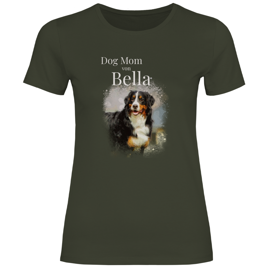 Personalisiertes Dog Mom T-Shirt mit deinem Hund  | Foto Aquarell Shirt für Damen