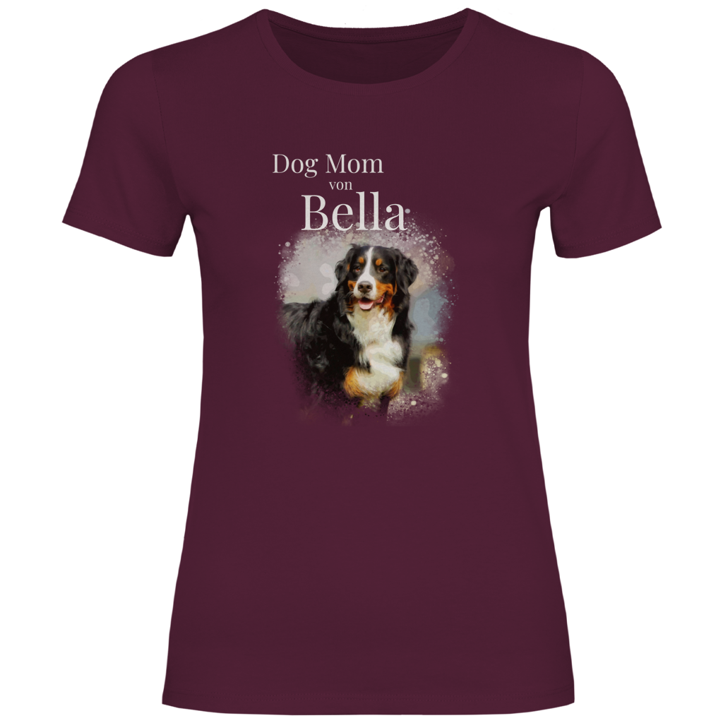 Personalisiertes Dog Mom T-Shirt mit deinem Hund  | Foto Aquarell Shirt für Damen