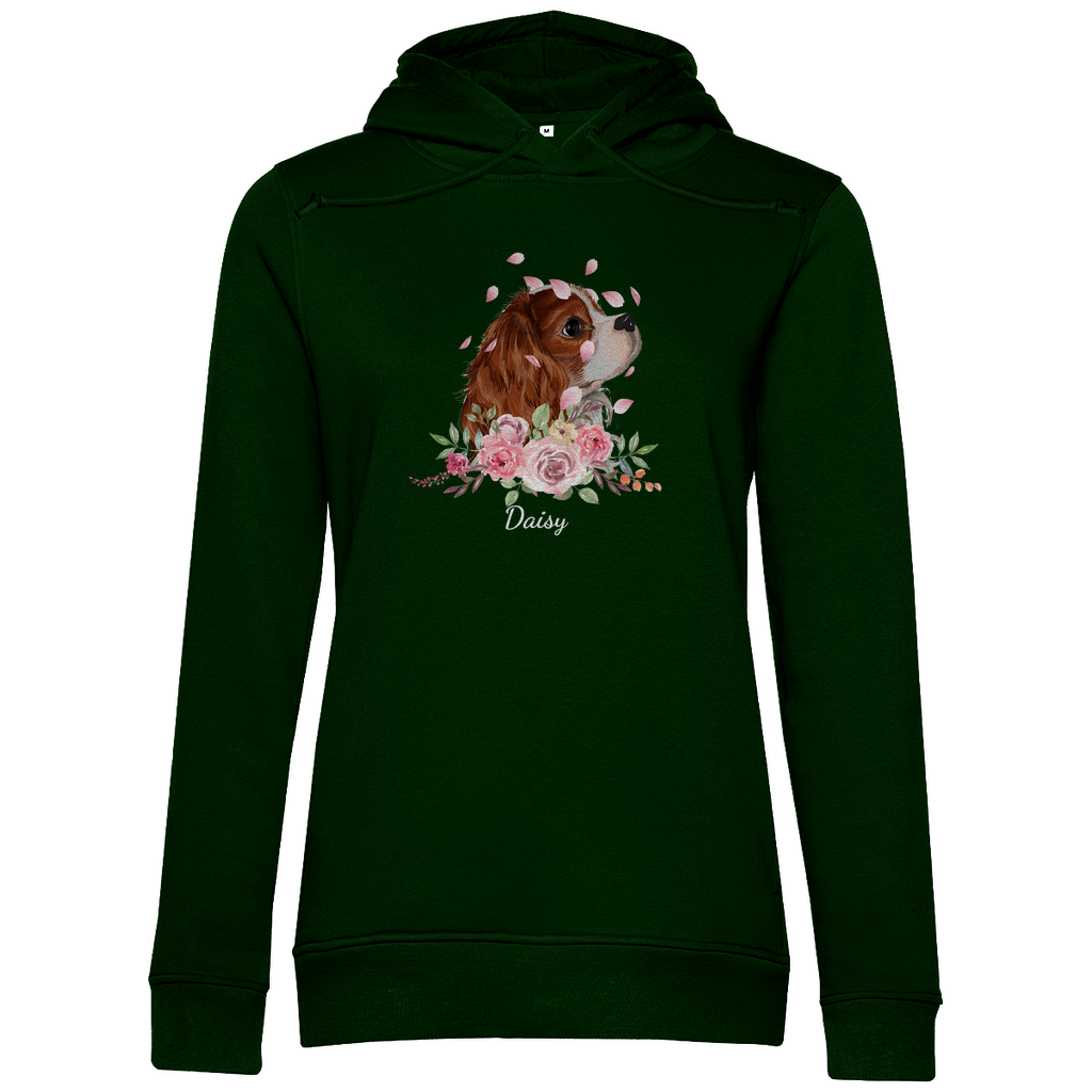 Flower Cavalier King Charles - Bio-Hoodie für Damen-Dein Wunschtext