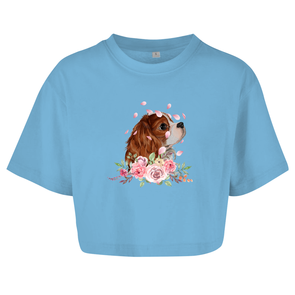 Flower Cavalier King Charles - Oversize Crop Top für Damen