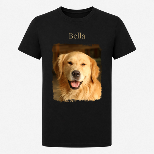 Personalisiertes HerrenT-Shirt mit eigenem Hundefoto und Wunschtext