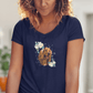 Flower Cocker Spaniel - V-Shirt für Damen