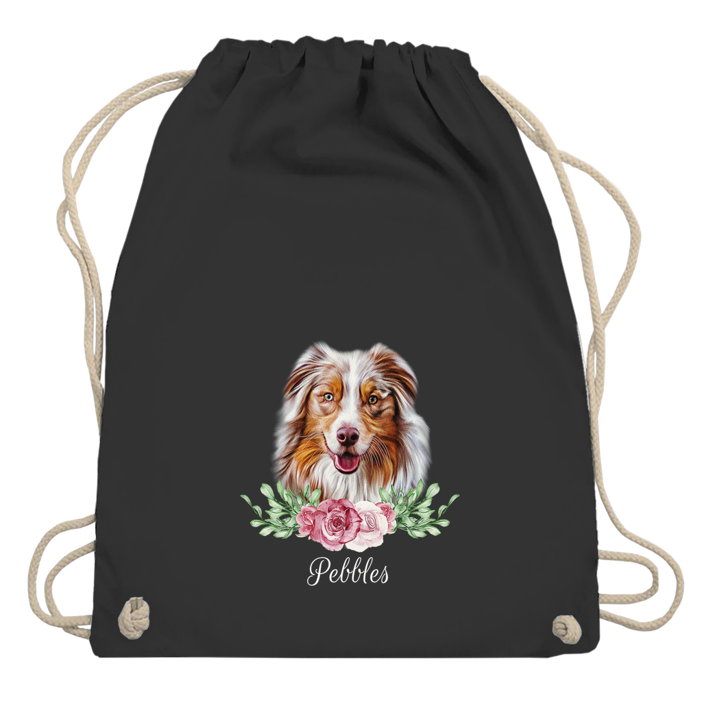 Flower Australian Shepherd - Turnbeutel - Dein Wunschtext