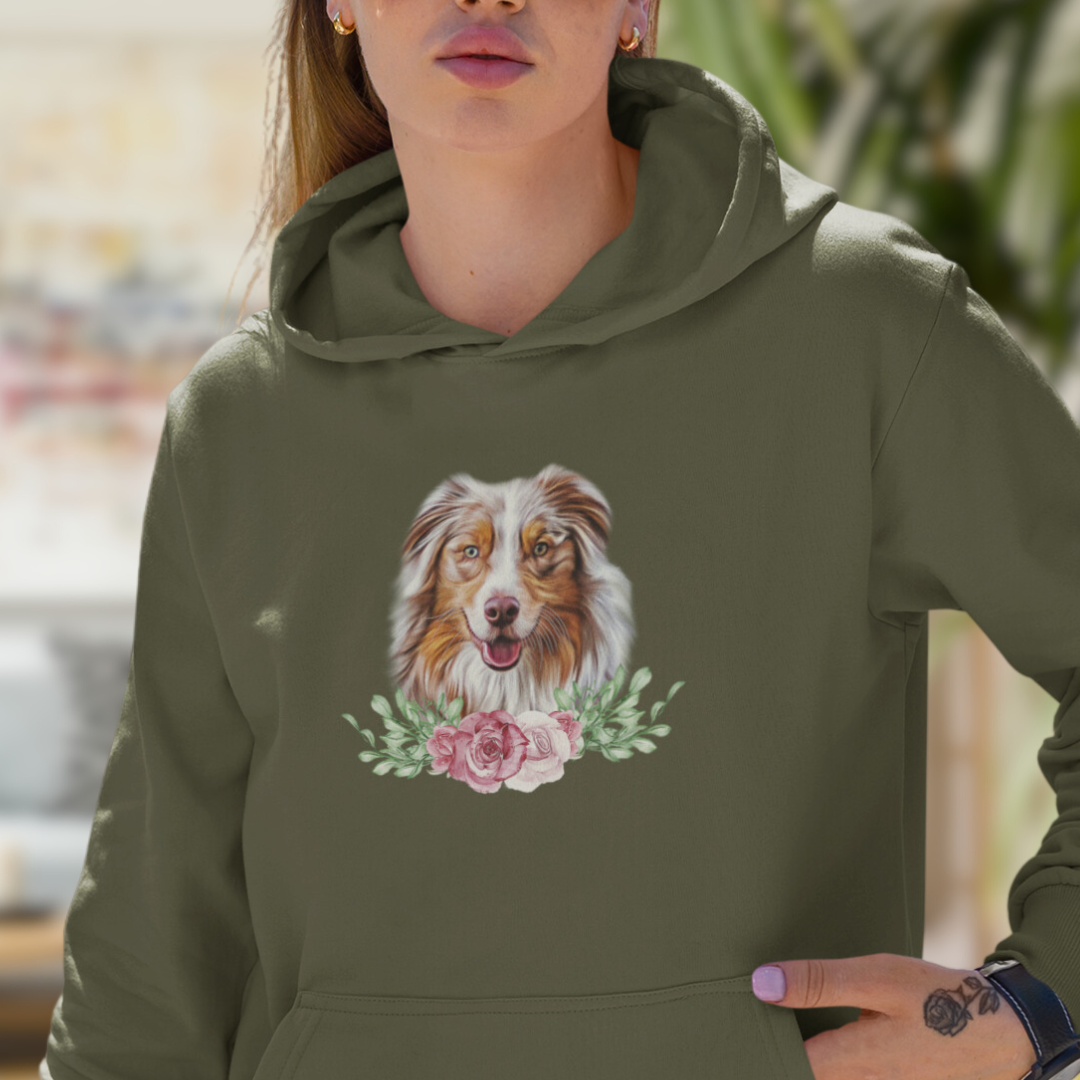 Flower Australian Shepherd - Bio-Hoodie für Damen