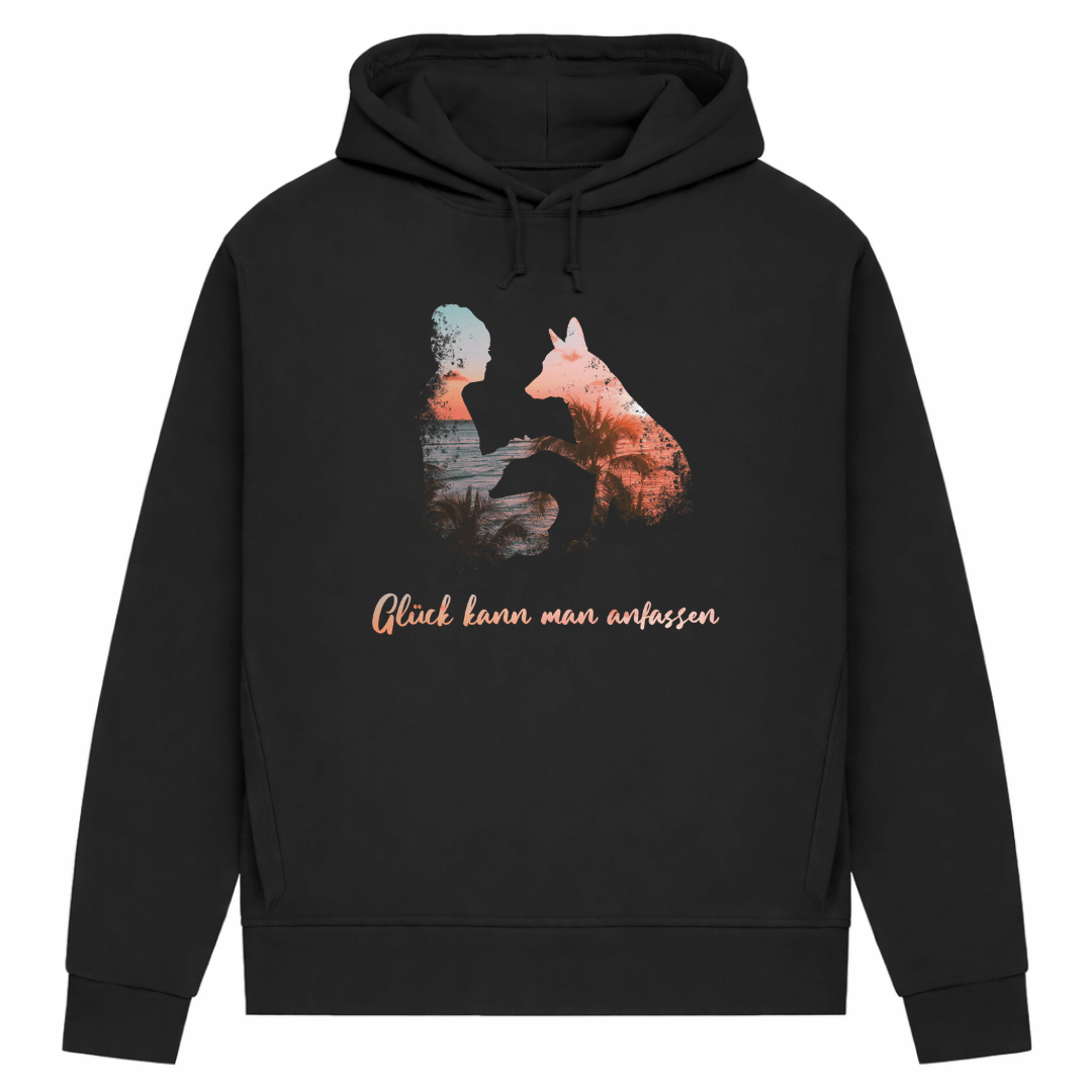 Glück kann man anfassen – Hoodie aus Bio-Baumwolle für Damen
