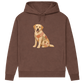Labrador Damen Bio-Hoodie – Vintage-Patchwork-Look mit Herz