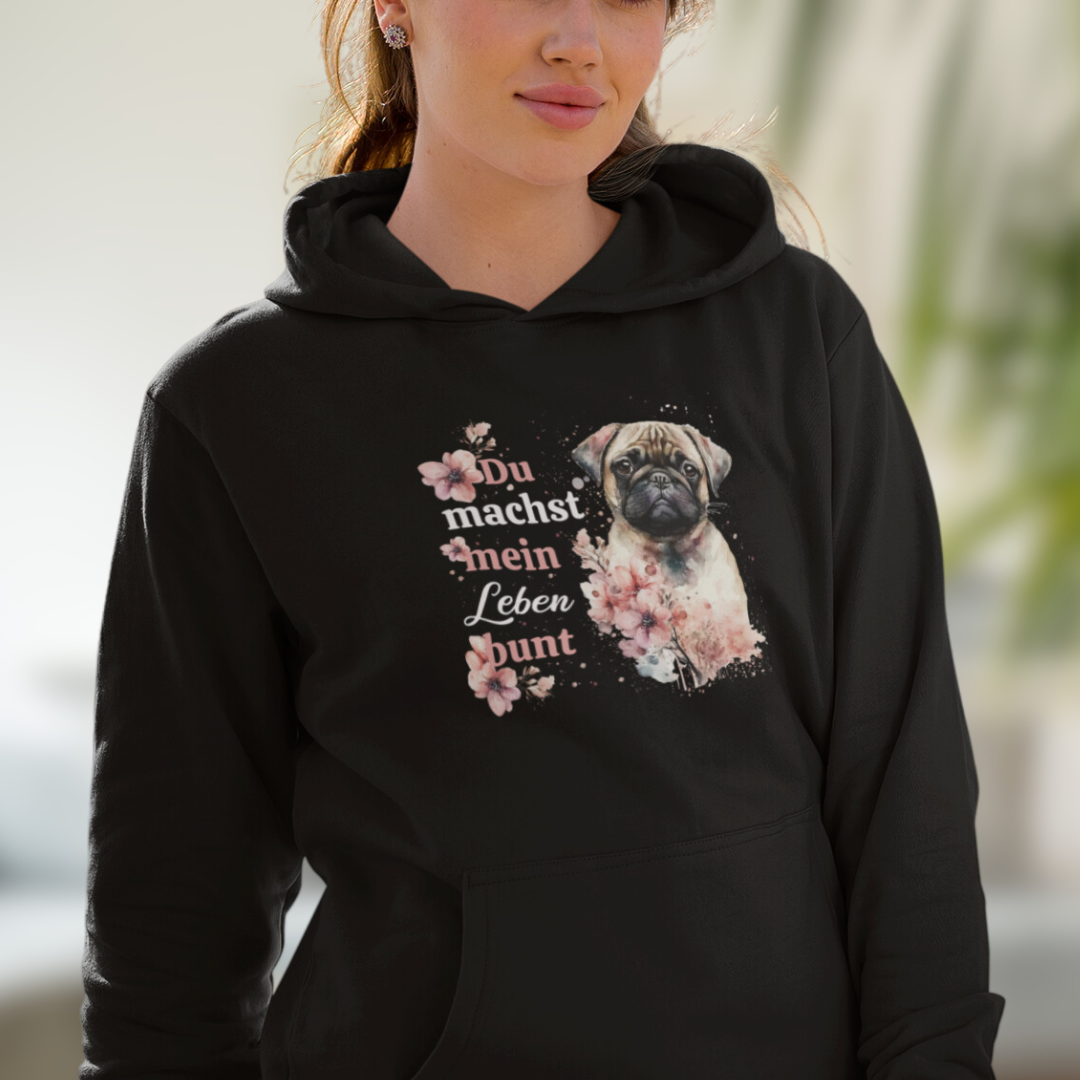 Pastell Mops - Bio-Hoodie für Damen