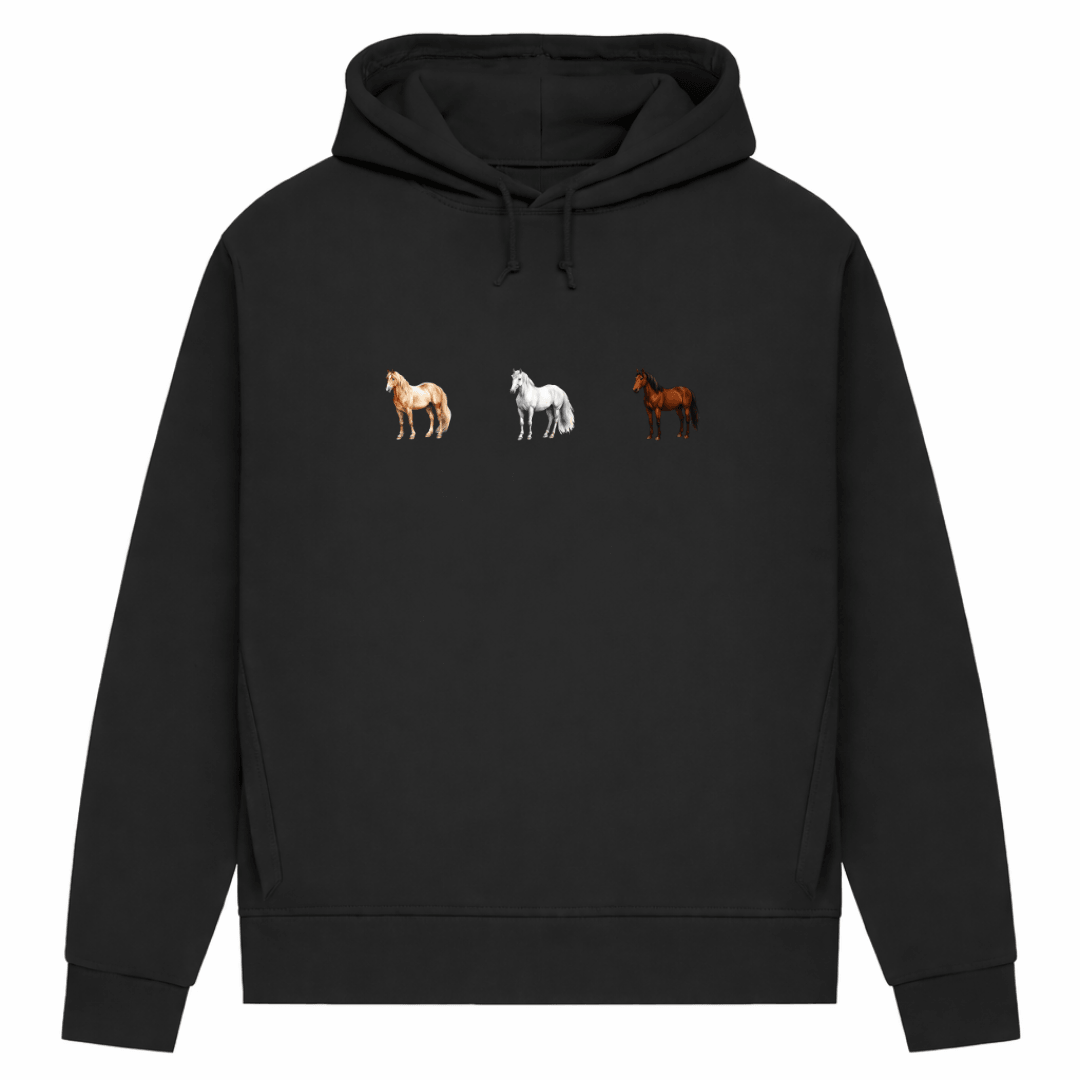 Pferde Trio – Hoodie aus Bio-Baumwolle für Damen
