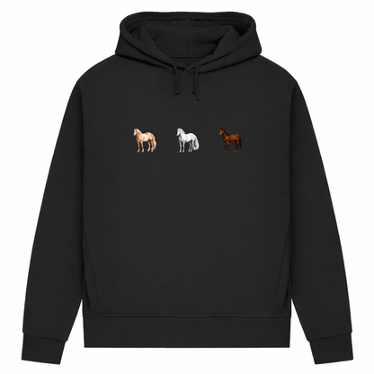 Pferde Trio – Hoodie aus Bio-Baumwolle für Damen
