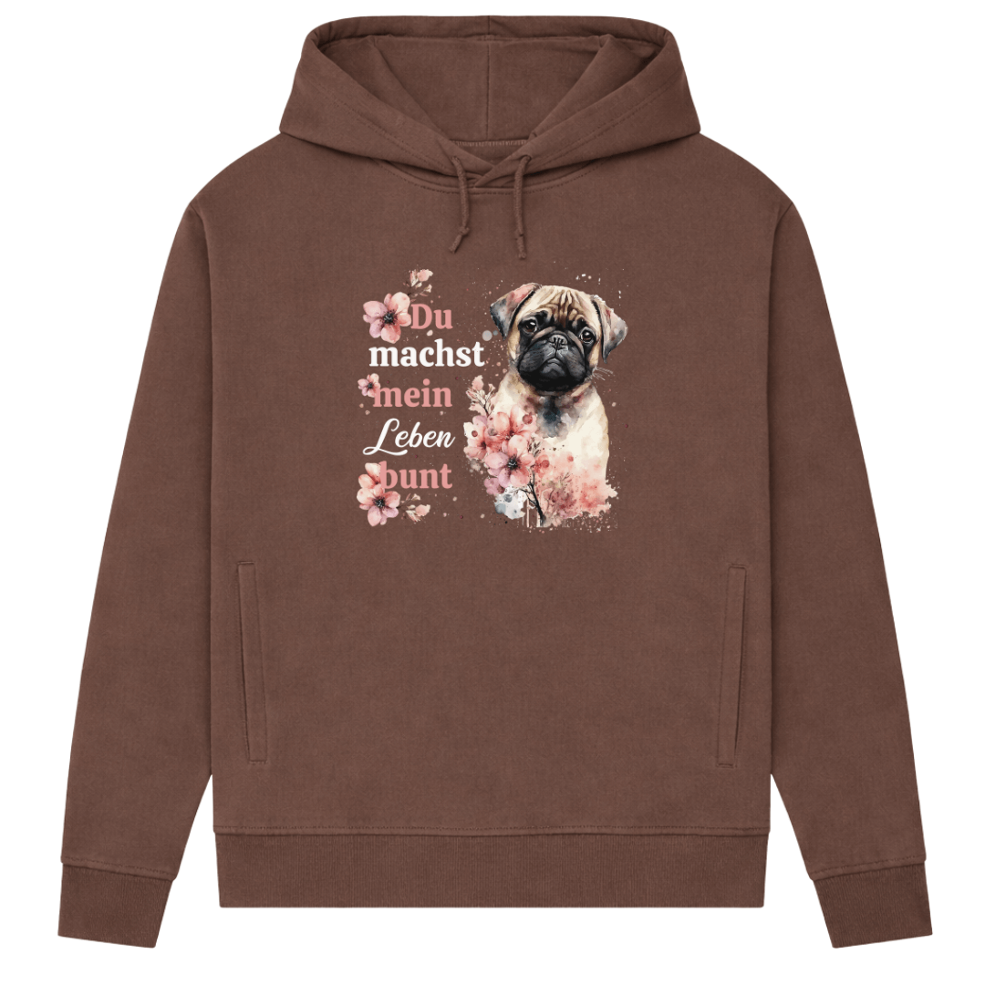 Pastell Mops – Hoodie aus Bio-Baumwolle für Damen