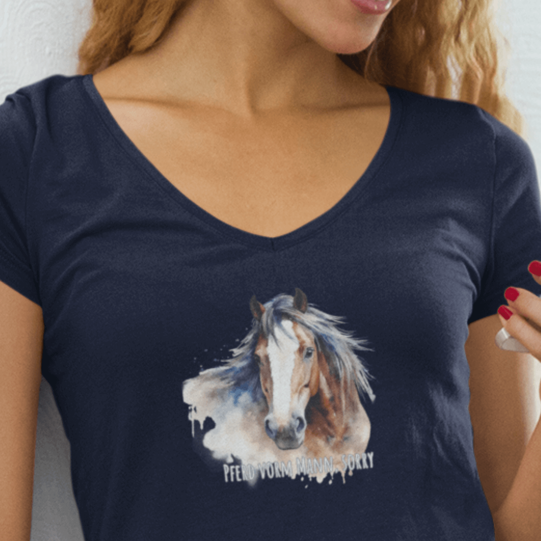 Pferd - V-Shirt für Damen