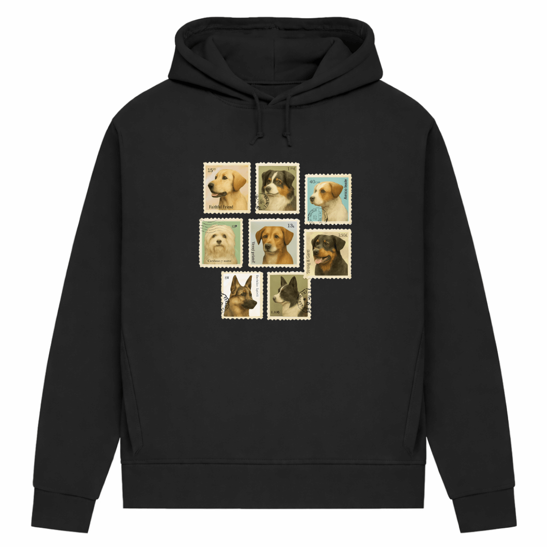 Briefmarken – Hoodie aus Bio-Baumwolle für Damen