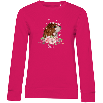 Flower Cavalier King Charles - Bio-Sweatshirt für Damen-Dein Wunschtext