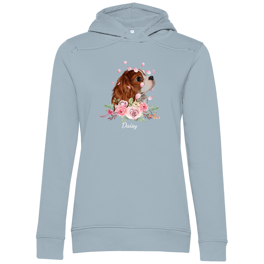 Flower Cavalier King Charles - Bio-Hoodie für Damen-Dein Wunschtext