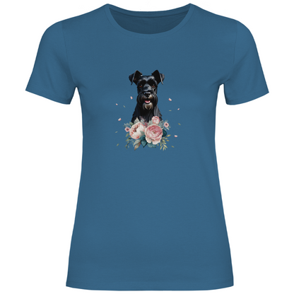 Damen T-Shirt Flower Schnauzer