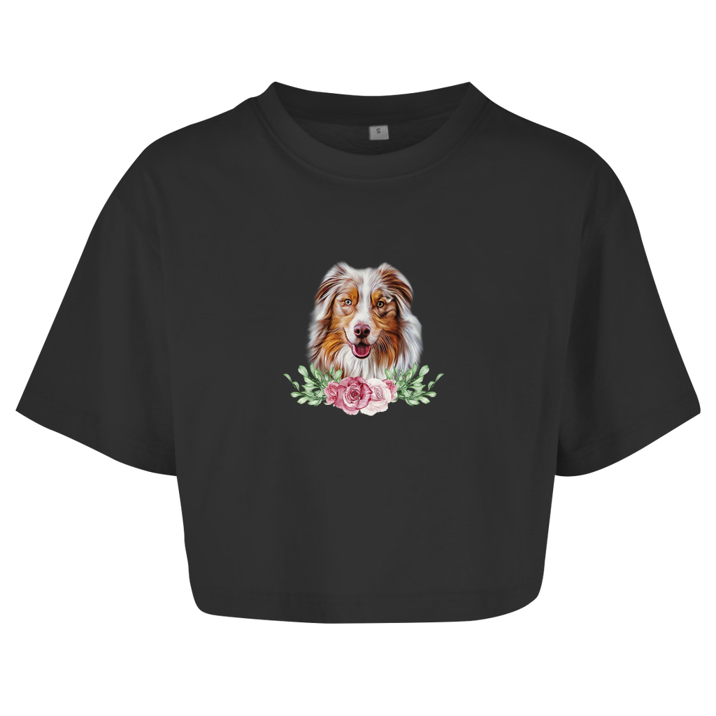 Flower Australian Shepherd - Oversize Crop Top für Damen