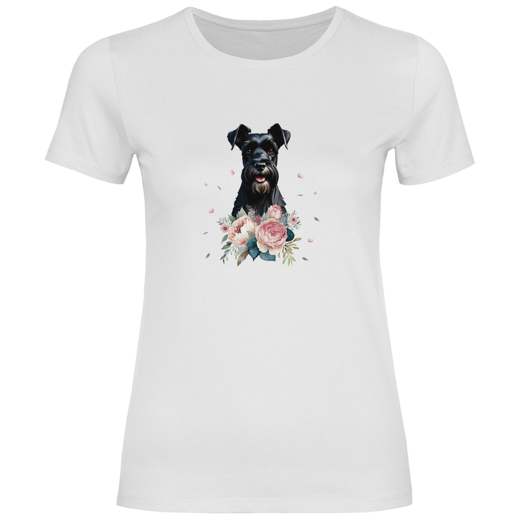 Damen T-Shirt Flower Schnauzer