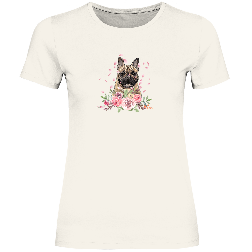 Flower Französische Bulldoge - T-Shirt für Damen