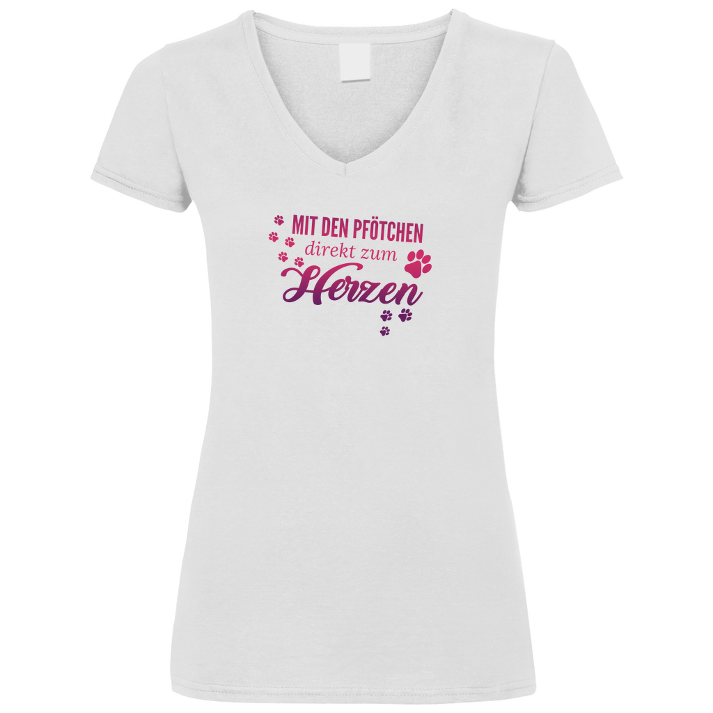 Direkt Zum Herzen - V-Shirt für Damen