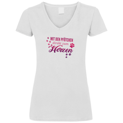 Direkt Zum Herzen - V-Shirt für Damen