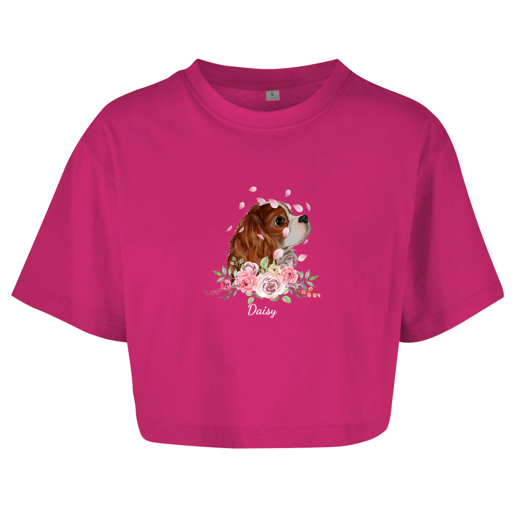 Flower Cavalier King Charles - Oversize Crop Top-Dein Wunschtext