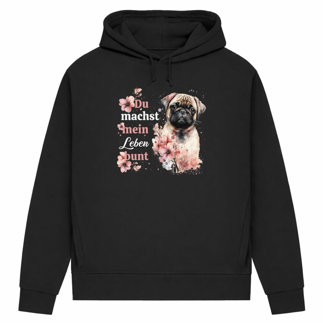 Pastell Mops – Hoodie aus Bio-Baumwolle für Damen