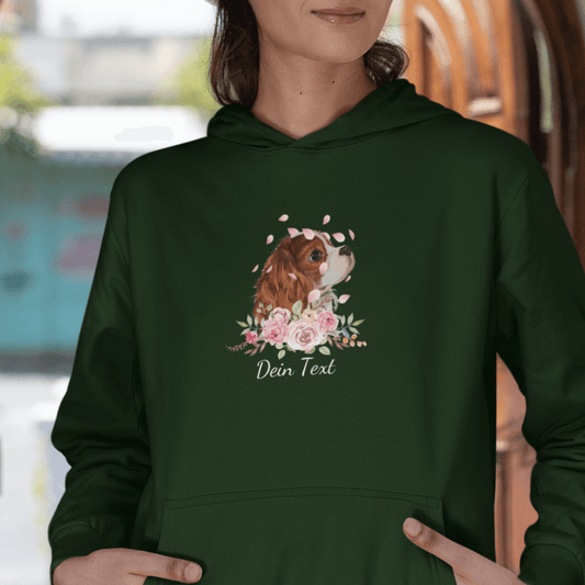 Flower Cavalier King Charles - Bio-Hoodie für Damen-Dein Wunschtext