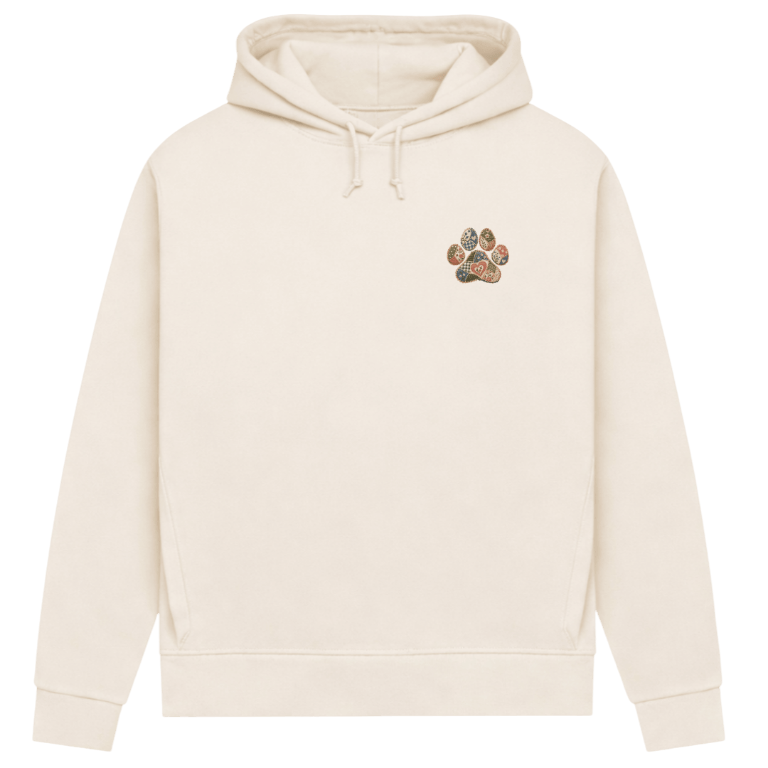 Damen Bio-Hoodie mit kleiner Patchwork-Pfote | Hundeliebe