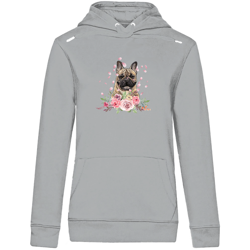 Flower Französische Bulldoge - Bio-Hoodie für Damen