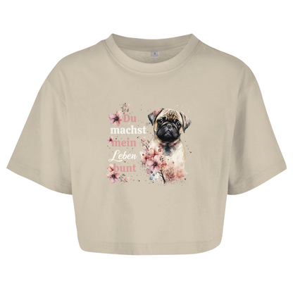 Pastell Mops - Oversize Crop Top für  Damen