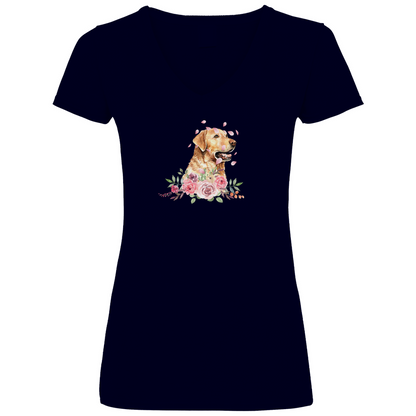 Flower Labrador - V-Shirt für Damen