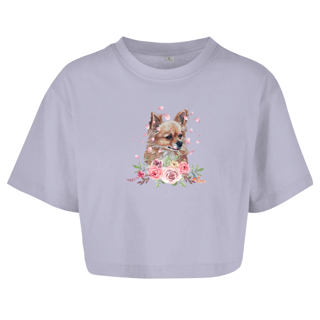 Flower Chihuahua - Oversize Crop Top für Damen