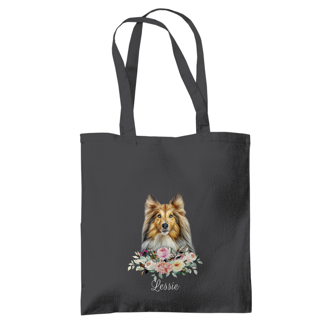 Flower Sheltie - Tragetasche - Dein Wunschtext