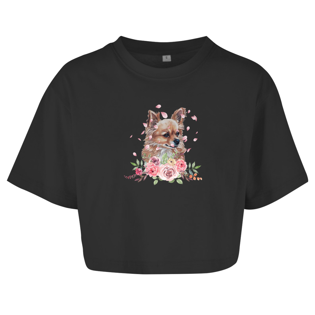 Flower Chihuahua - Oversize Crop Top für Damen