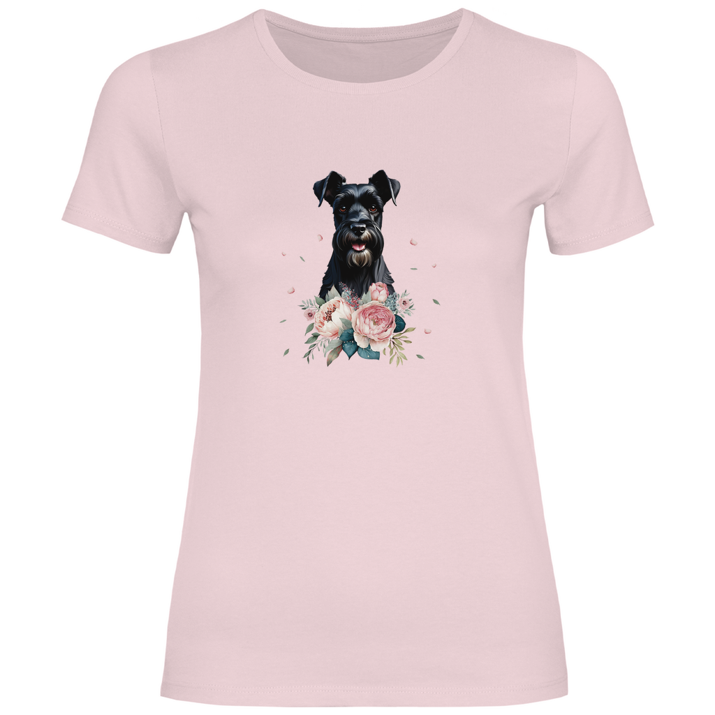 Damen T-Shirt Flower Schnauzer