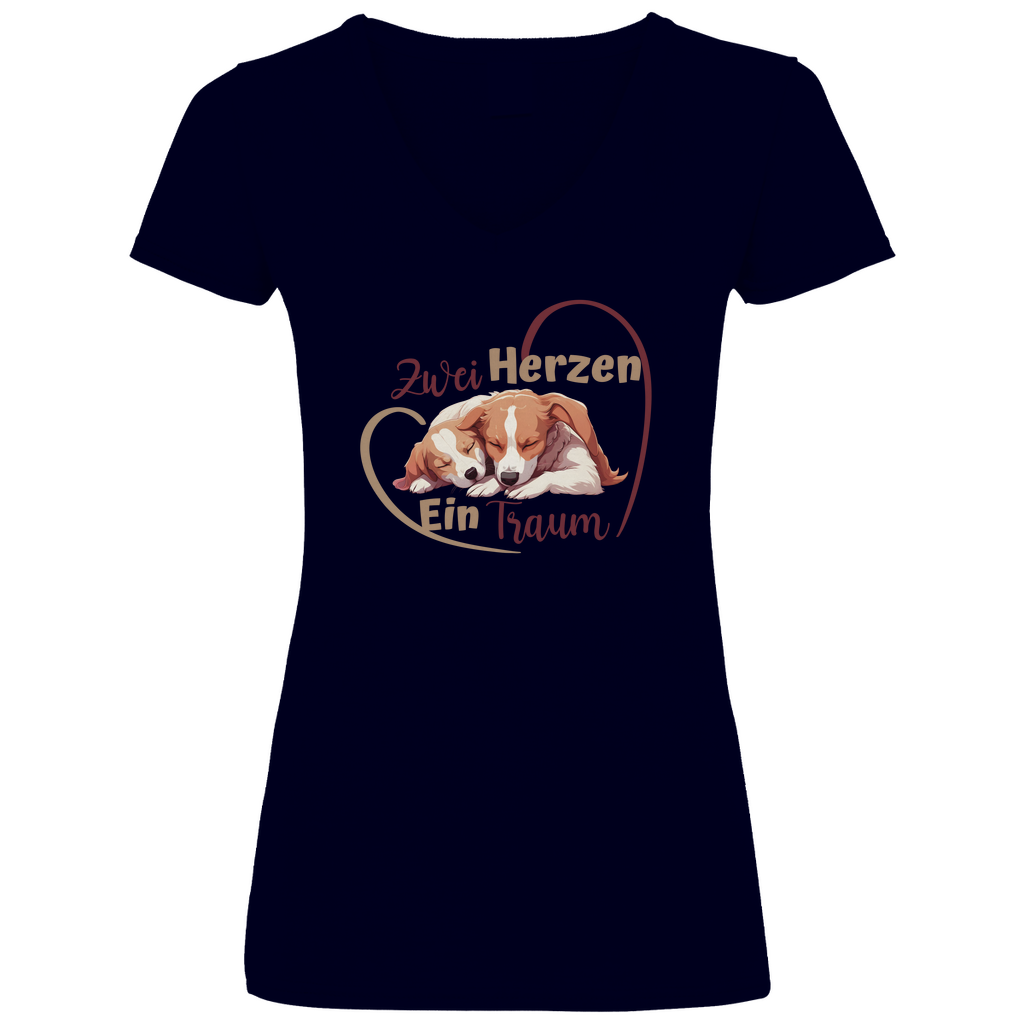 Zwei Herzen - V-Shirt für Damen