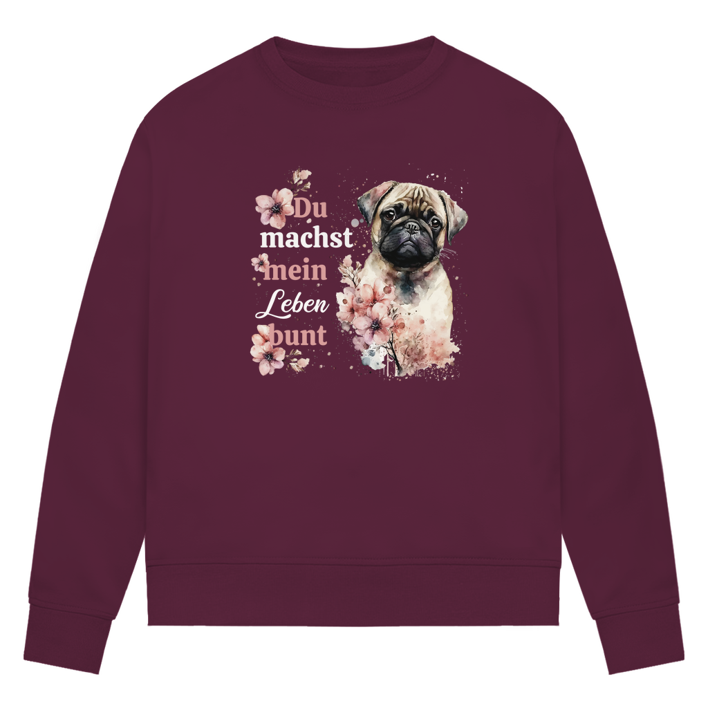 Pastell Mops - Bio-Sweatshirt für Damen