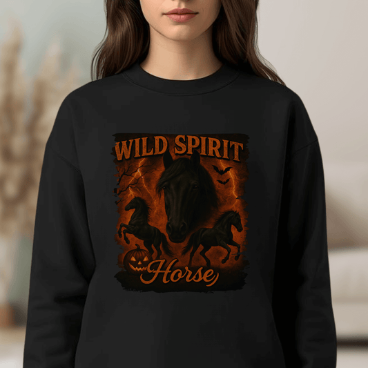 Black & Fire Horse - Bio-Sweatshirt für Damen