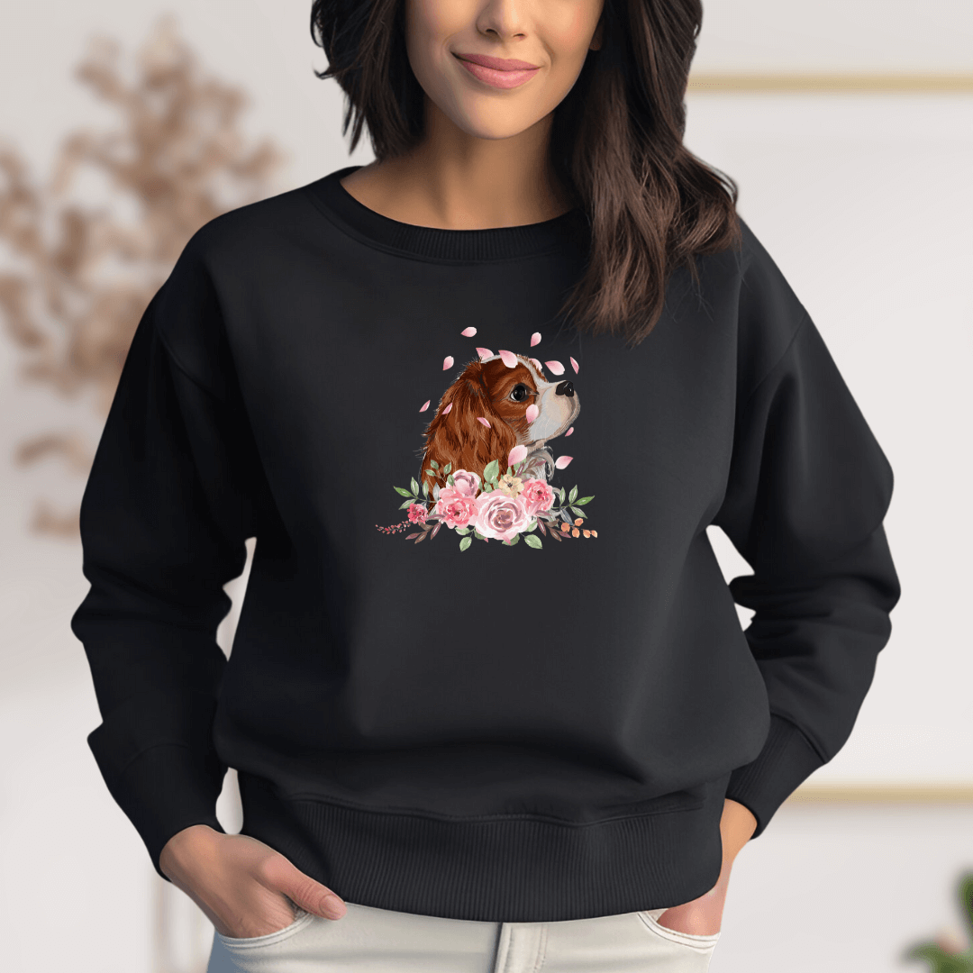 Flower Cavalier King Charles -  Sweatshirt für Damen