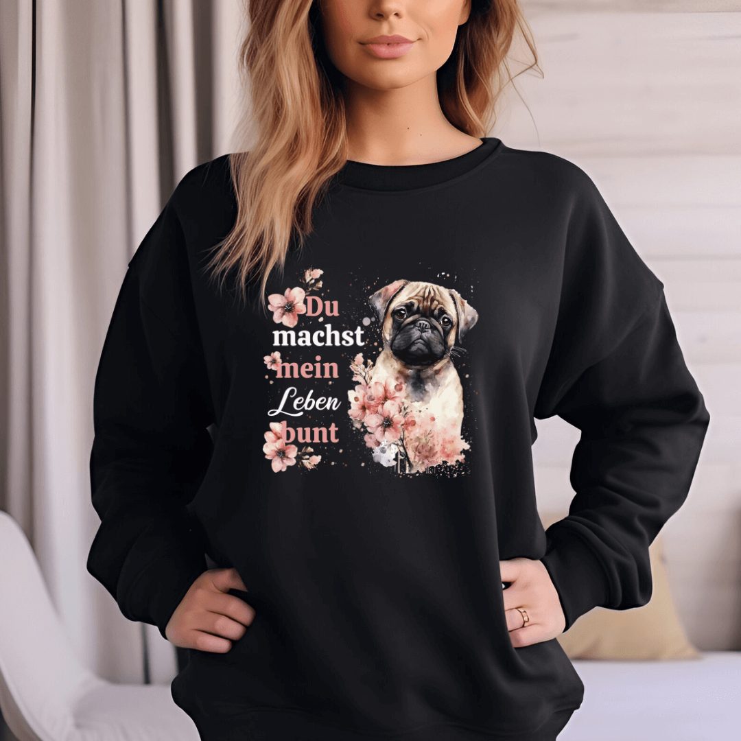 Pastell Mops – Bio-Sweatshirt für Damen