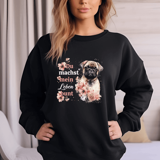 Pastell Mops – Bio-Sweatshirt für Damen