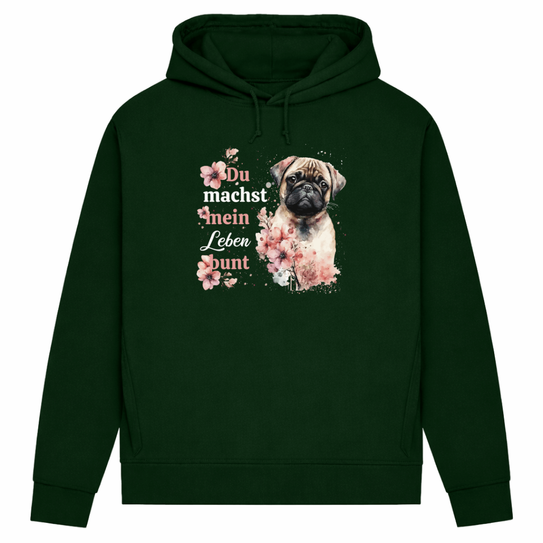 Pastell Mops – Hoodie aus Bio-Baumwolle für Damen