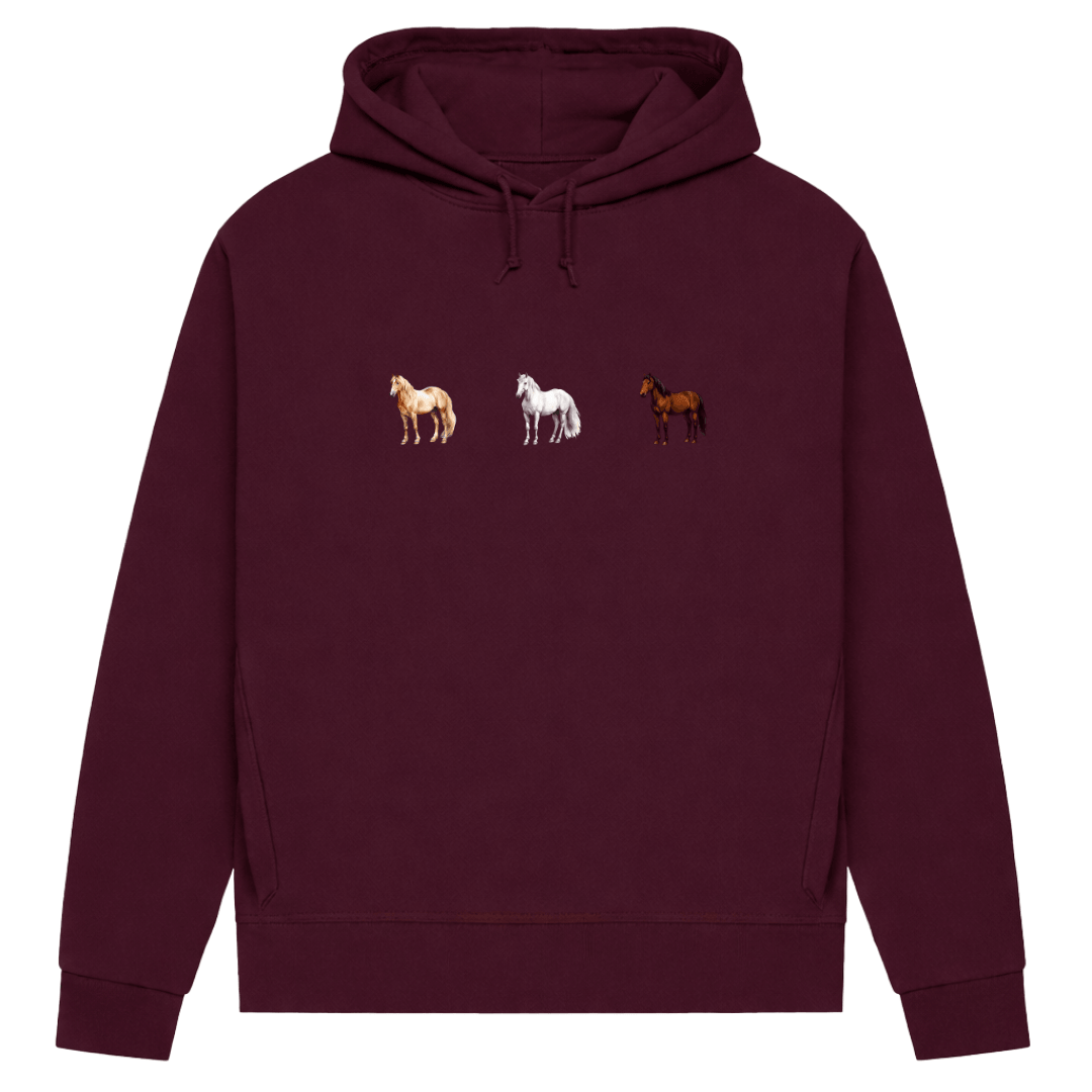 Pferde Trio – Hoodie aus Bio-Baumwolle für Damen