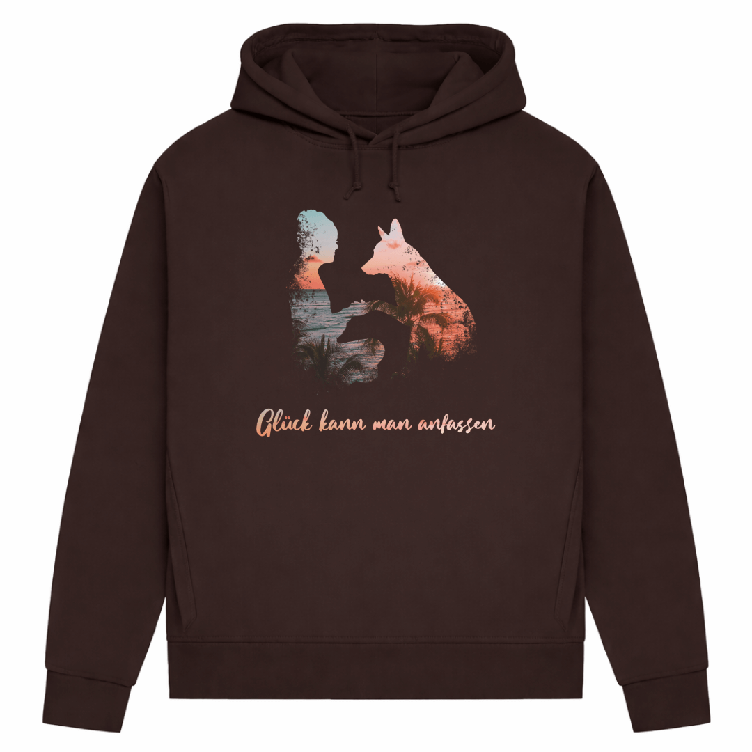 Glück kann man anfassen – Hoodie aus Bio-Baumwolle für Damen