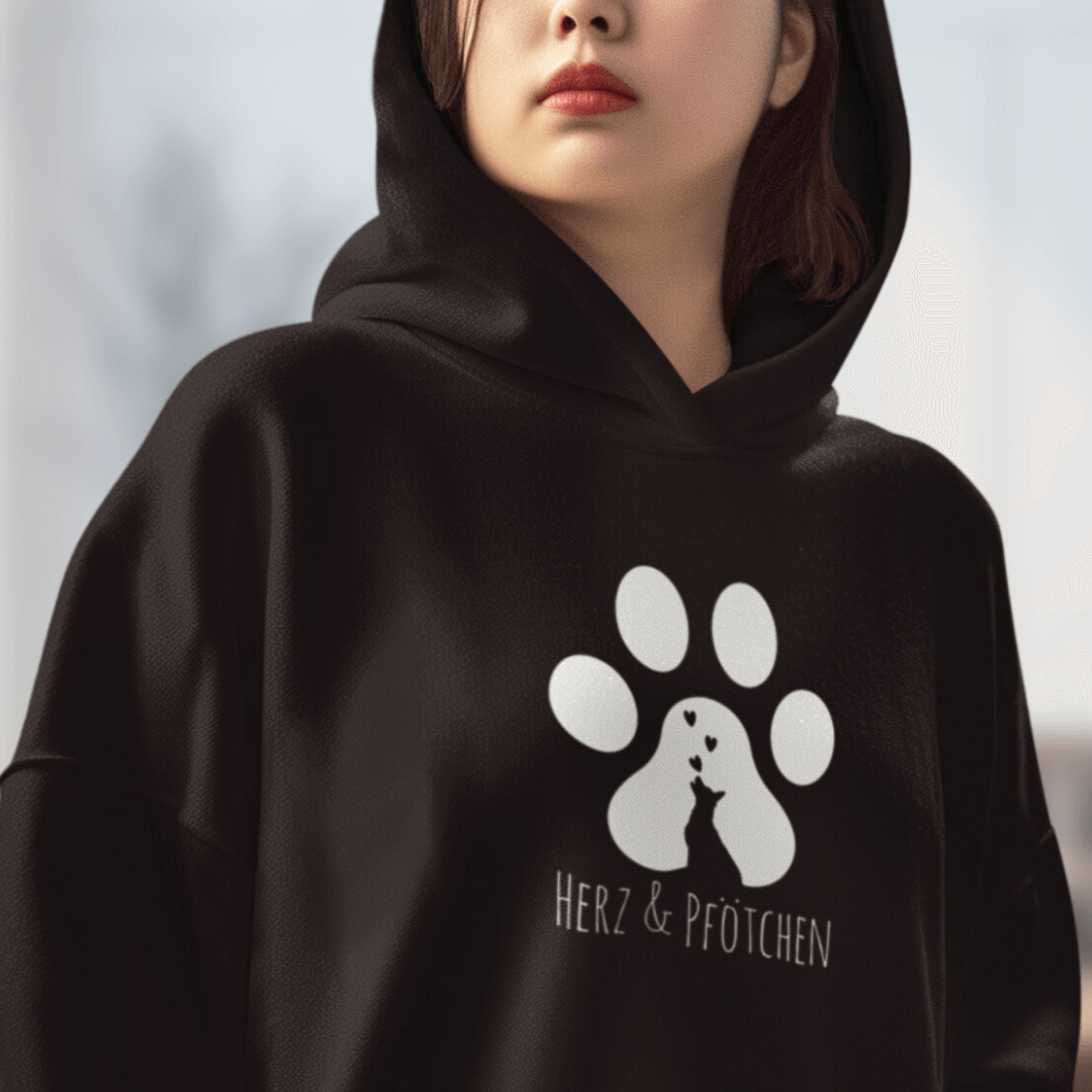 Herz und Pfötchen - Bio-Hoodie für Damen