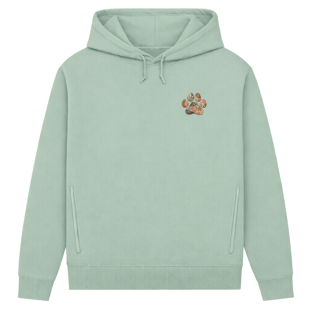 Damen Bio-Hoodie mit kleiner Patchwork-Pfote | Hundeliebe