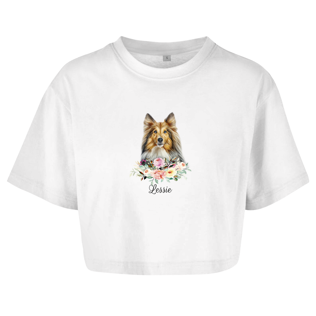 Flower Sheltie - Oversize Crop Top - Dein Wunschtext