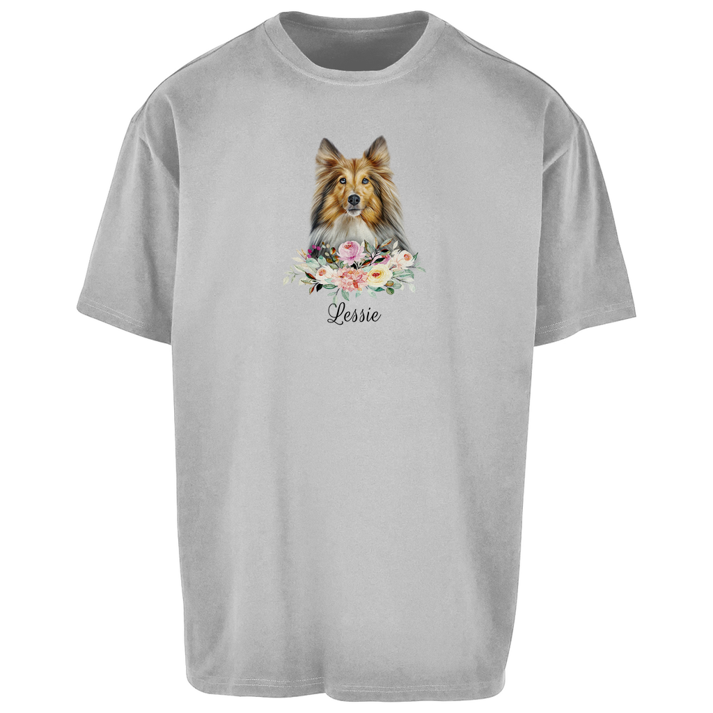 Flower Sheltie - Oversize T-Shirt Unisex - Dein Wunschtext