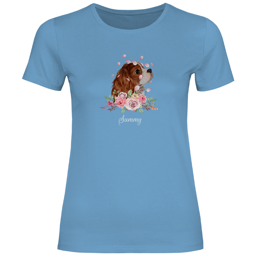 Flower Dog - T-Shirt für Damen - Dein Wunschtext