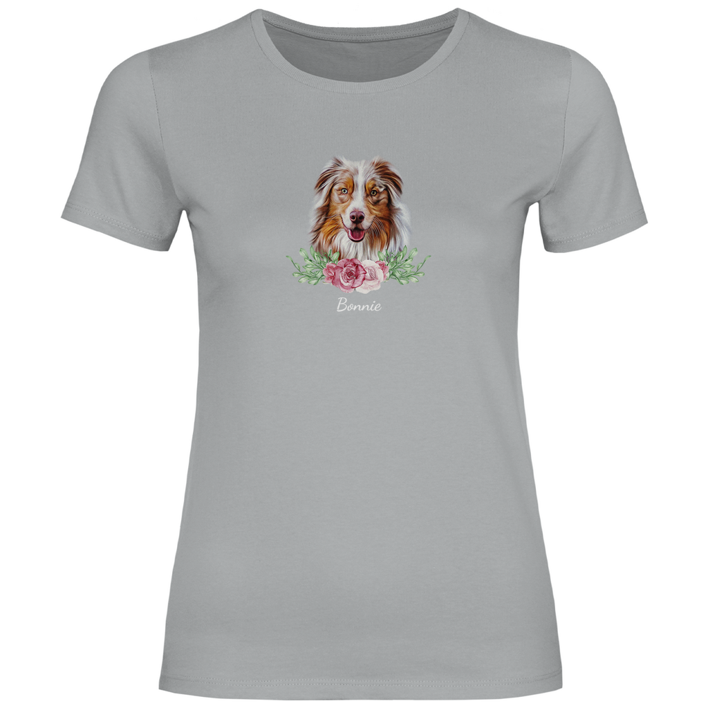 Flower Australian Shepherd - T-Shirt für Damen-Dein Wunschtext